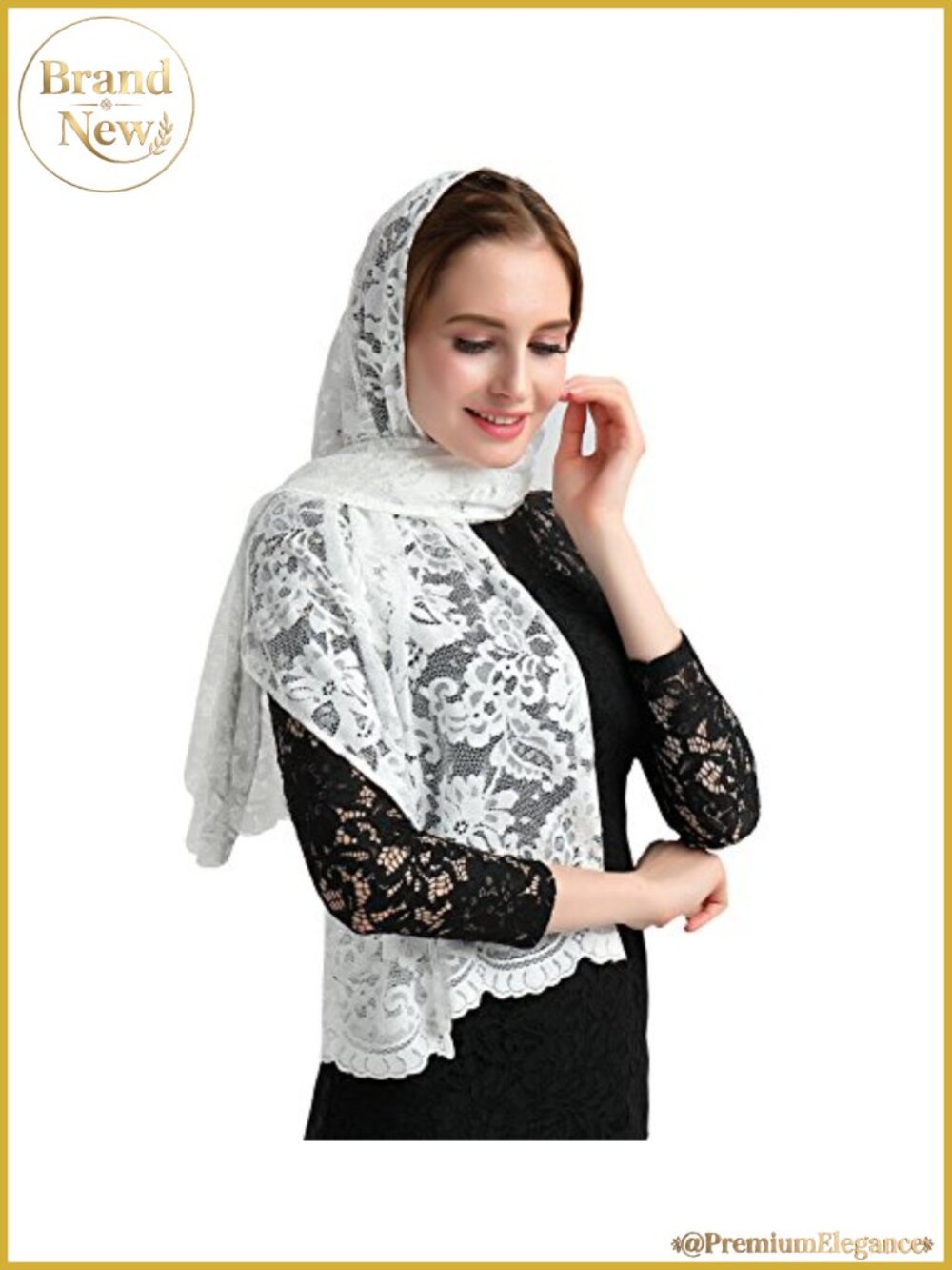 Ivory Lace Chapel Veil for Women, Catholic Mantilla, Wedding & Church Head Cover